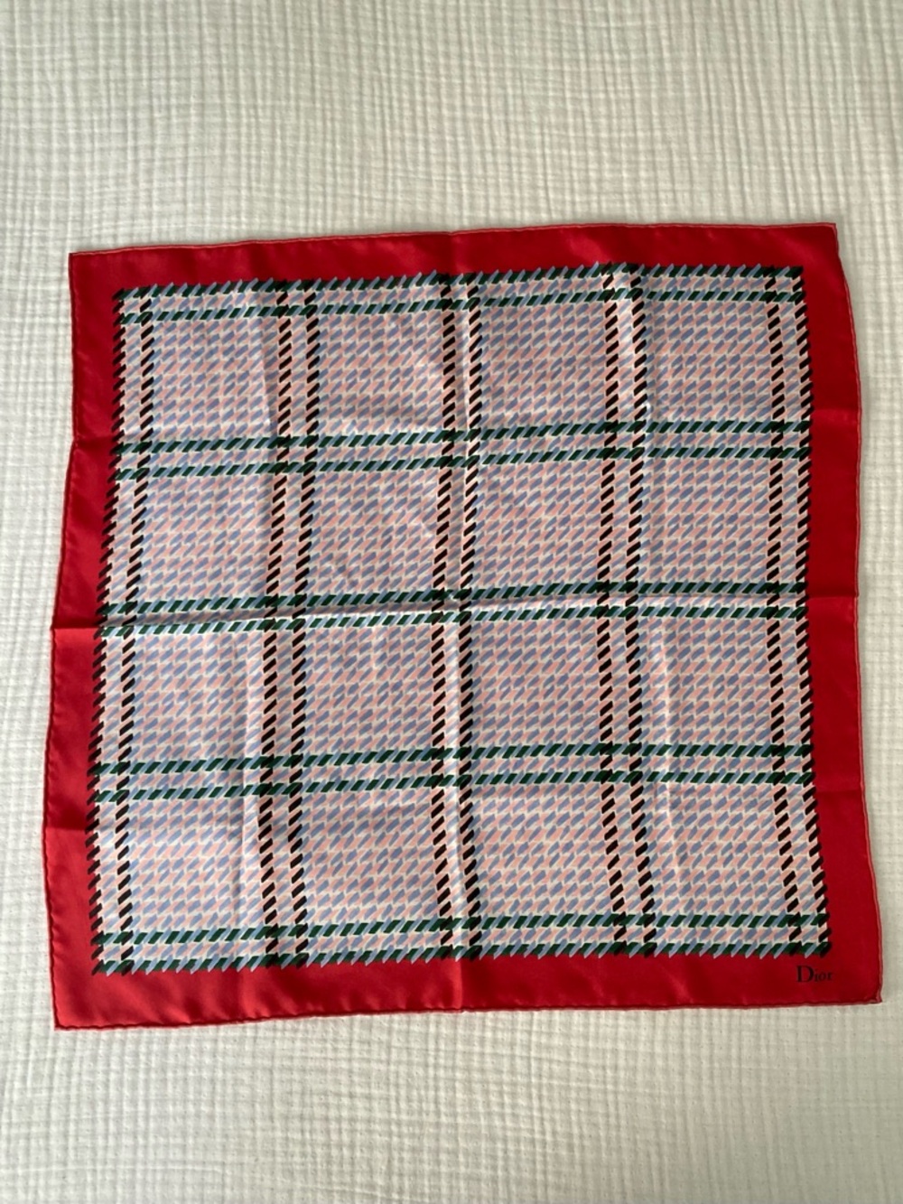 Dior Silk Scarf Geometric Print Red - 21”